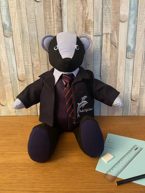 James, school uniform keepsake bear.