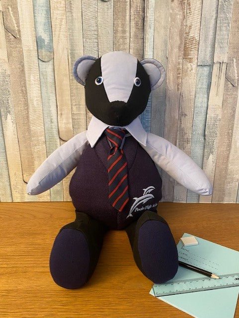 James, school uniform keepsake bear.